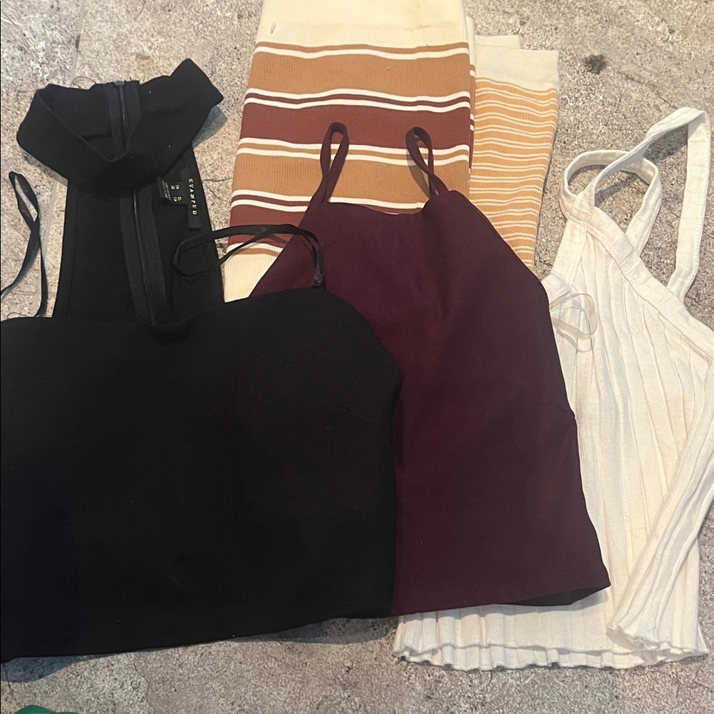 5 pieces Women's tops White, Brown, Black, Purple